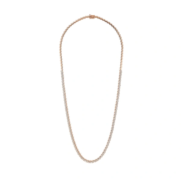 Suzanne Kalan Princess Mini Half Diamond Tennis Necklace in 18K Rose Gold | Fine Necklaces | Coveti