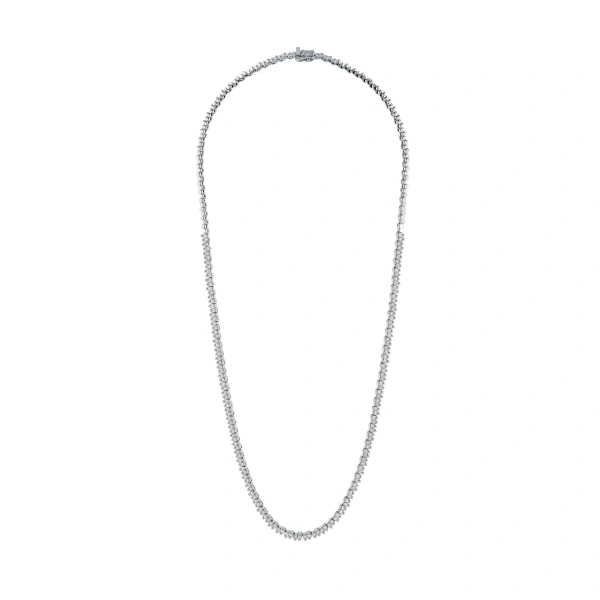 Suzanne Kalan Princess Mini Half Diamond Tennis Necklace in 18K White Gold | Fine Necklaces | Coveti