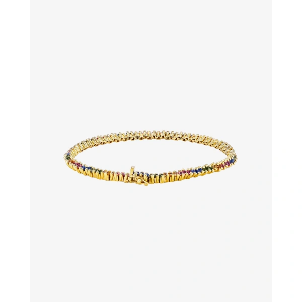 Suzanne Kalan Princess Mini Pastel Sapphire Tennis Bracelet in 18K Yellow Gold | Fine Bracelets | Coveti