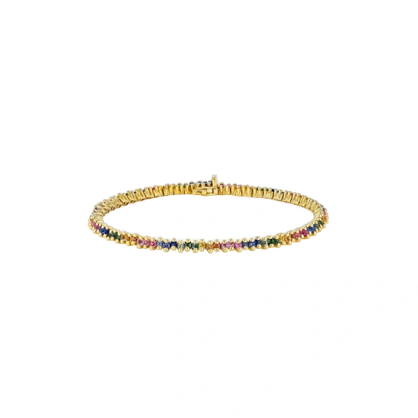 Princess Mini Pastel Sapphire Tennis Bracelet in 18K Yellow Gold