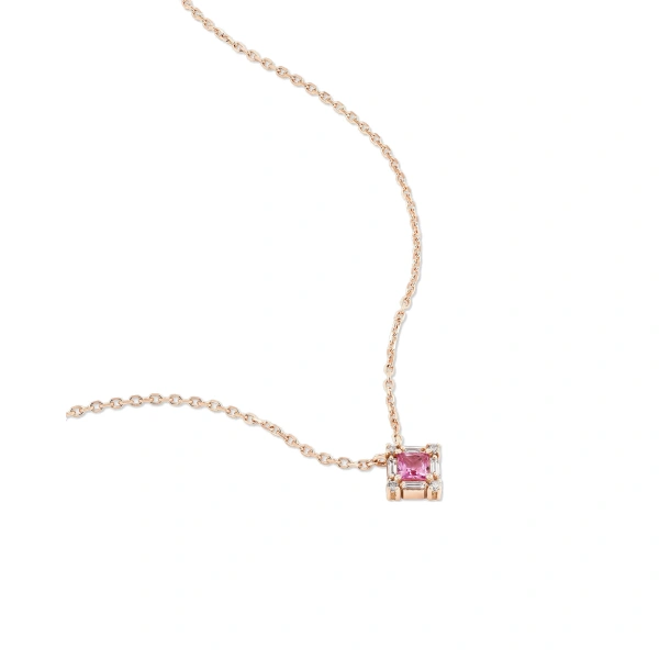 Suzanne Kalan Princess Mini Pendant in 18K Rose Gold, Pink Sapphire | Fine Necklaces | Coveti