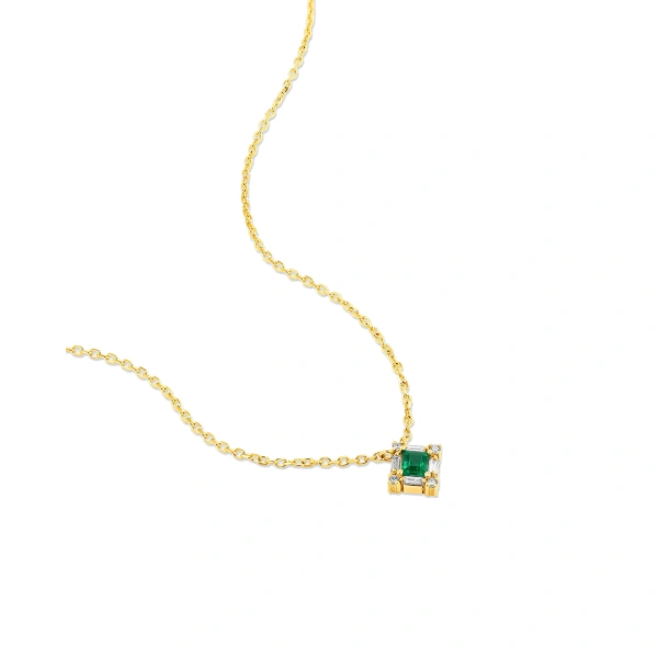 Suzanne Kalan Princess Mini Pendant in 18K Yellow Gold, Emerald | Fine Necklaces | Coveti