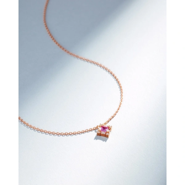 Suzanne Kalan Princess Mini Pink Sapphire Pendant in 18K Rose Gold | Fine Necklaces | Coveti