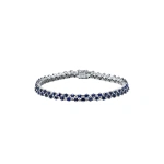 Suzanne Kalan Princess Mini Stack Dark Blue Sapphire Tennis Bracelet in 18K White Gold | Fine Bracelets | Coveti