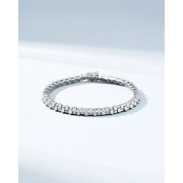 Suzanne Kalan Princess Mini Stack Diamond Tennis Bracelet in 18K White Gold | Fine Bracelets | Coveti