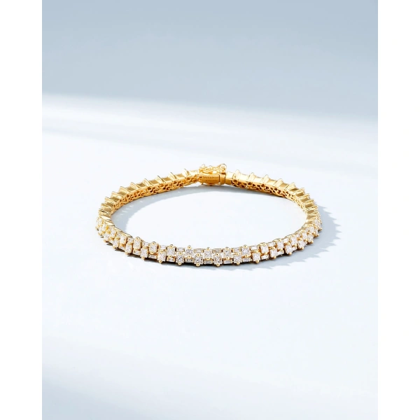Suzanne Kalan Princess Mini Stack Diamond Tennis Bracelet in 18K Yellow Gold | Fine Bracelets | Coveti