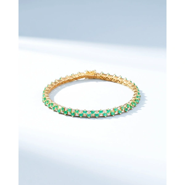 Suzanne Kalan Princess Mini Stack Emerald Tennis Bracelet in 18K Yellow Gold | Fine Bracelets | Coveti