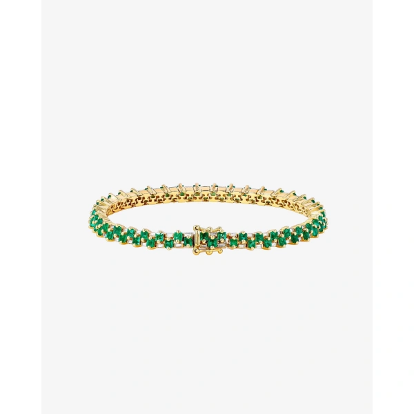 Suzanne Kalan Princess Mini Stack Emerald Tennis Bracelet in 18K Yellow Gold | Fine Bracelets | Coveti