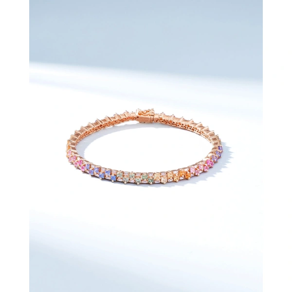 Suzanne Kalan Princess Mini Stack Pastel Sapphire Tennis Bracelet in 18K Rose Gold | Fine Bracelets | Coveti