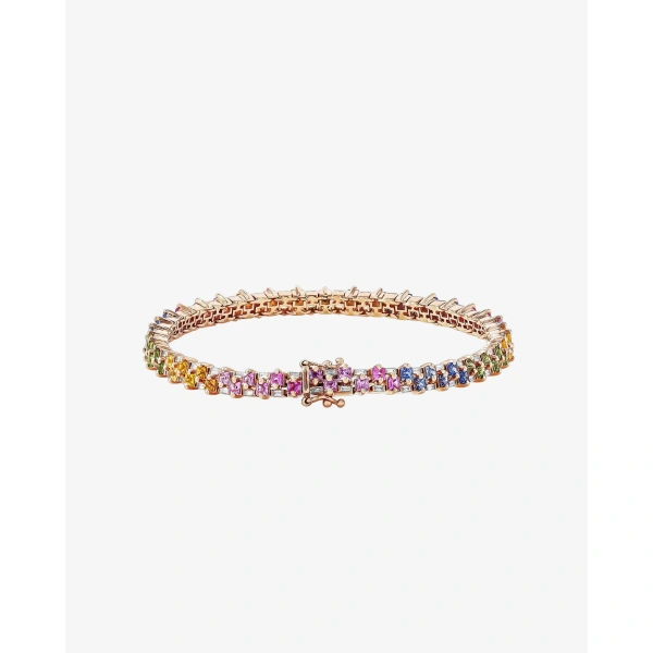 Suzanne Kalan Princess Mini Stack Pastel Sapphire Tennis Bracelet in 18K Rose Gold | Fine Bracelets | Coveti