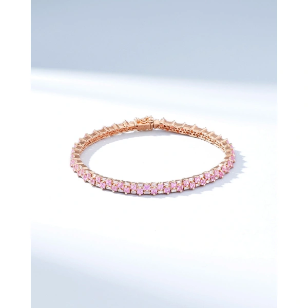 Suzanne Kalan Princess Mini Stack Pink Sapphire Tennis Bracelet in 18K Rose Gold | Fine Bracelets | Coveti