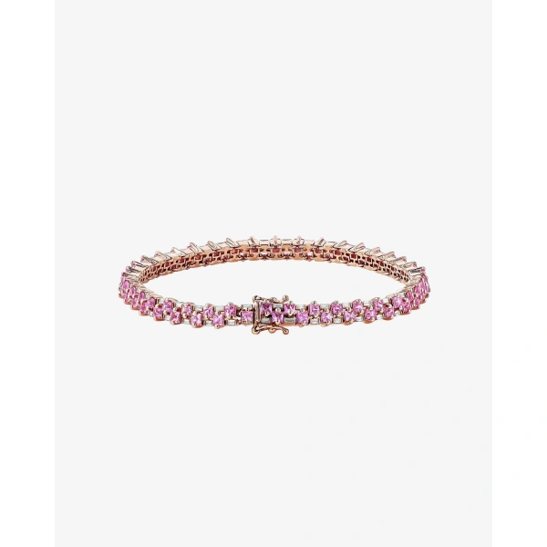 Suzanne Kalan Princess Mini Stack Pink Sapphire Tennis Bracelet in 18K Rose Gold | Fine Bracelets | Coveti