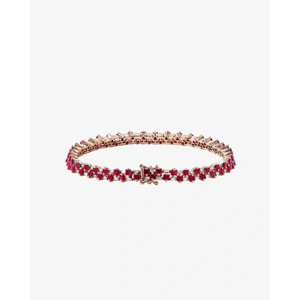 Suzanne Kalan Princess Mini Stack Ruby Tennis Bracelet in 18K Rose Gold | Fine Bracelets | Coveti