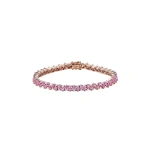 Suzanne Kalan Princess Mini Stack Tennis Bracelet in 18K Rose Gold, Pink Sapphire | Fine Bracelets | Coveti