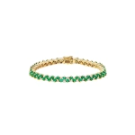 Suzanne Kalan Princess Mini Stack Tennis Bracelet in 18K Yellow Gold, Emerald | Fine Bracelets | Coveti