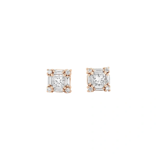 Princess Mini Studs in 18K Rose Gold