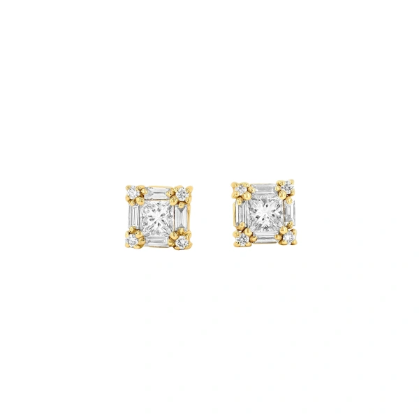 Suzanne Kalan Princess Mini Studs in 18K Yellow Gold | Fine Earrings | Coveti