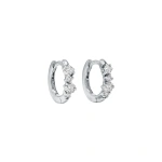 Suzanne Kalan Princess Mix Huggies in 18K White Gold | Fine Earrings | Coveti