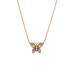 Suzanne Kalan Princess Pastel Sapphire Mini Butterfly Pendant in 18K Rose Gold | Fine Necklaces | Coveti
