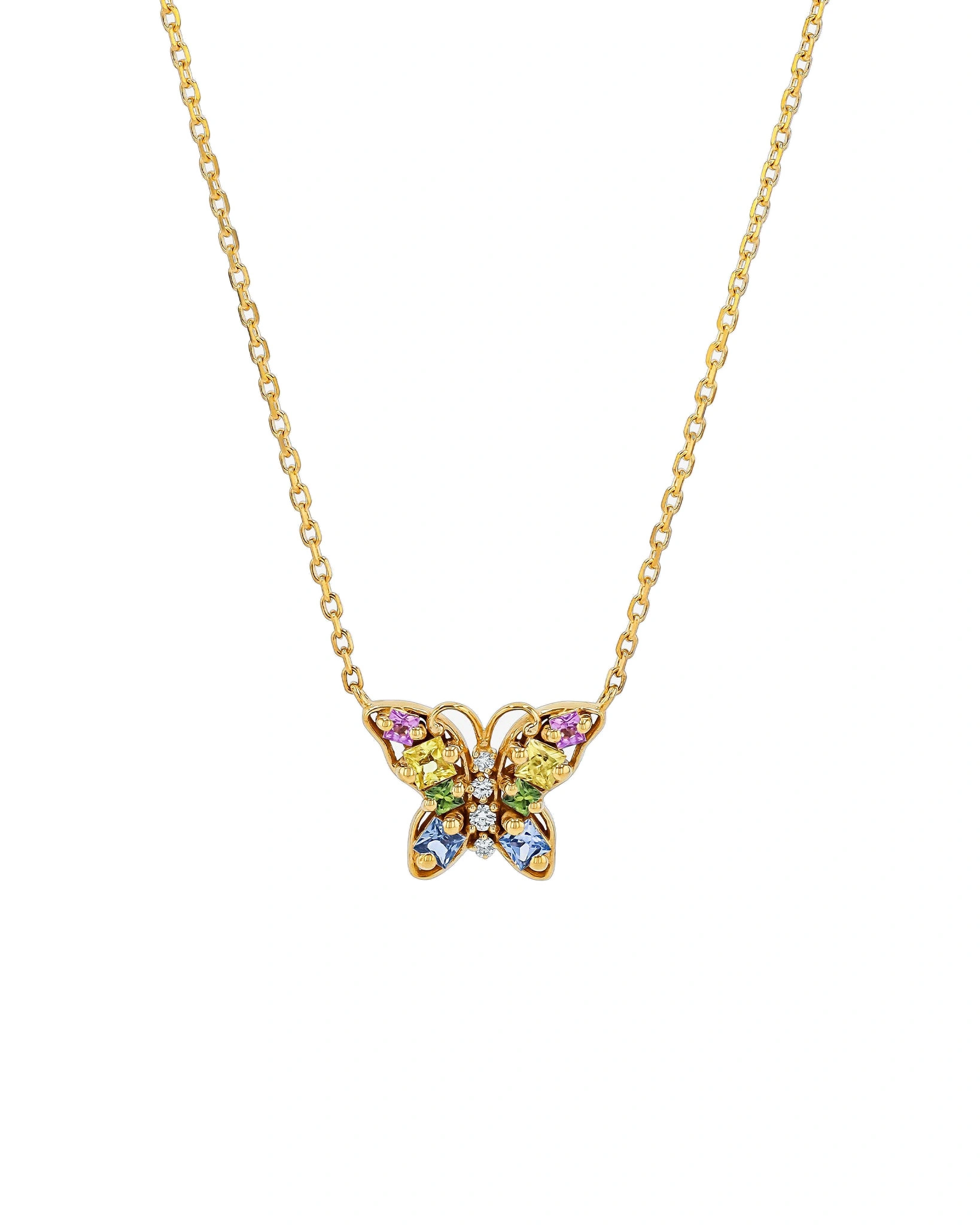 Suzanne Kalan Princess Pastel Sapphire Mini Butterfly Pendant in 18K Yellow Gold Suzanne Kalan Princess Pastel Sapphire Mini Butterfly Pendant in 18K Yellow Gold | Fine Necklaces | Coveti