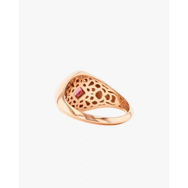 Suzanne Kalan Princess Pink Sapphire Signet Ring in 18K Rose Gold | Fine Rings | Coveti