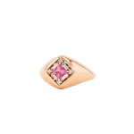 Suzanne Kalan Princess Signet Ring in 18K Rose Gold, Pink Sapphire | Fine Rings | Coveti
