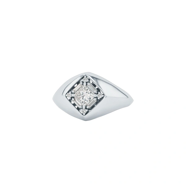 Suzanne Kalan Princess Signet Ring in 18K White Gold | Fine Rings | Coveti
