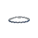 Suzanne Kalan Princess Staggered Dark Blue Sapphire Tennis Bracelet in 18K White Gold | Fine Bracelets | Coveti