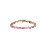 Suzanne Kalan Princess Staggered Pink Sapphire Tennis Bracelet in 18K Rose Gold | Fine Bracelets | Coveti