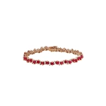 Suzanne Kalan Princess Staggered Ruby Tennis Bracelet in 18K Rose Gold | Fine Bracelets | Coveti