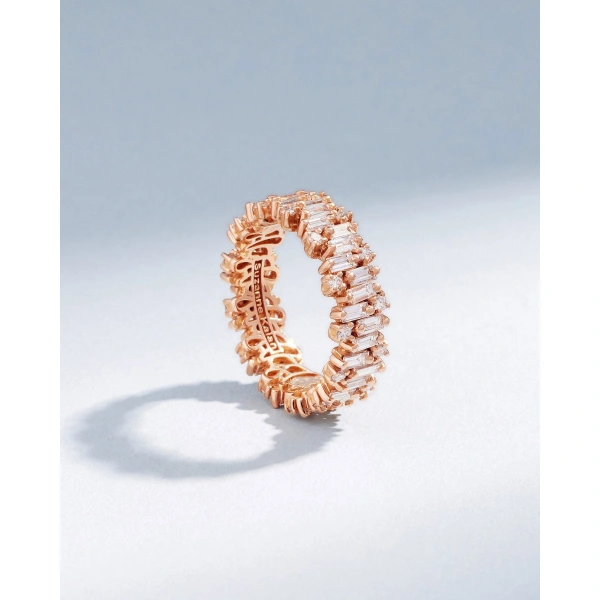 Suzanne Kalan Shimmer Alaia Diamond Eternity Band in 18K Rose Gold | Fine Rings | Coveti