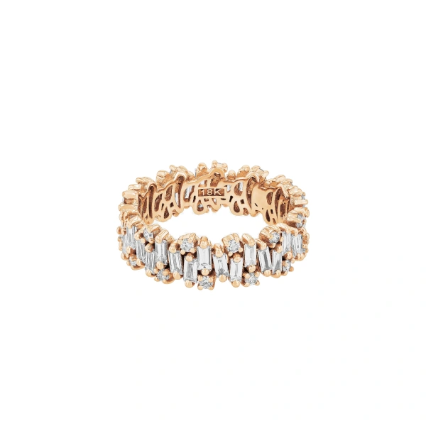 Suzanne Kalan Shimmer Alaia Eternity Band in 18K Rose Gold | Fine Rings | Coveti