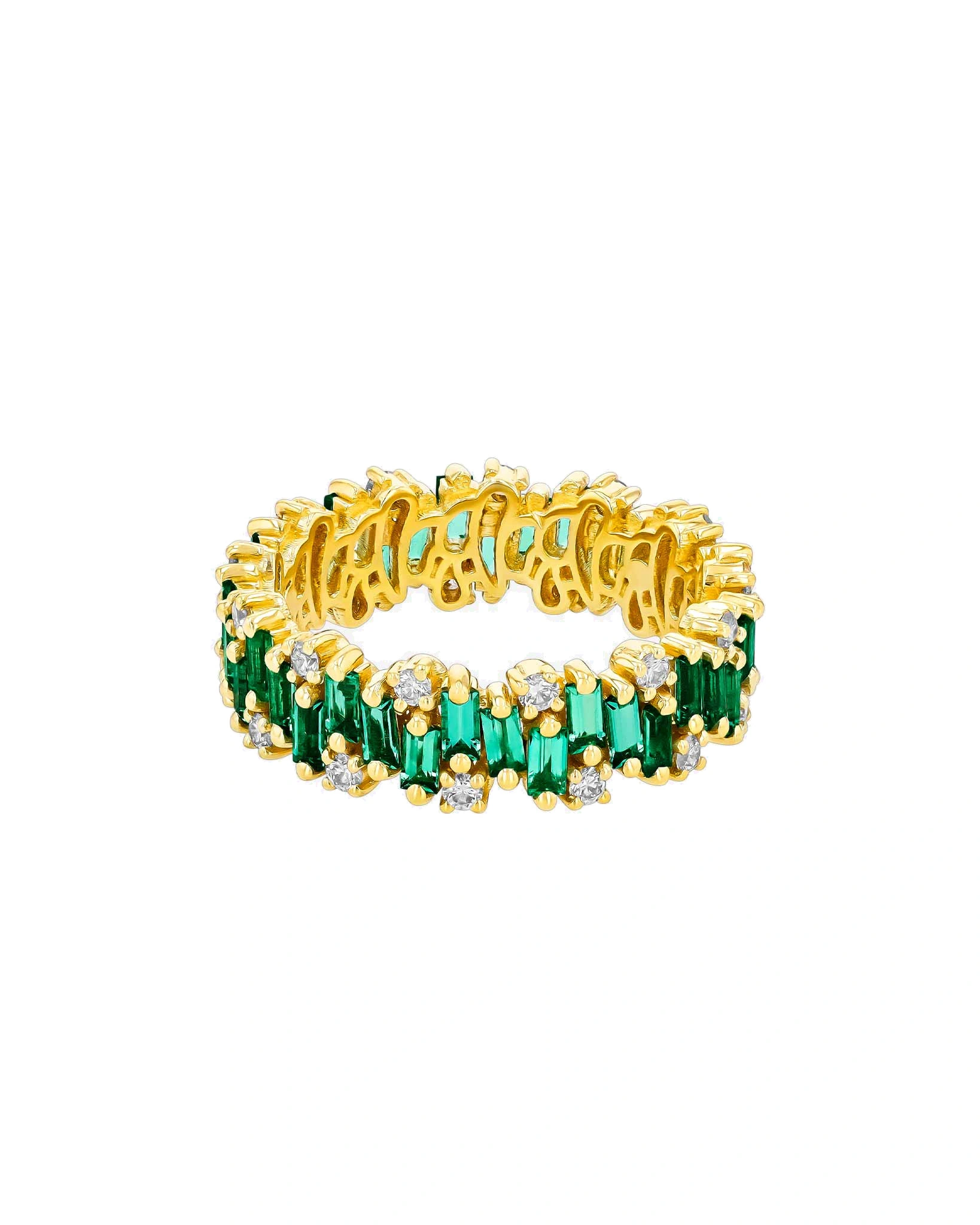 Suzanne Kalan Shimmer Alaia Eternity Band in 18K Yellow Gold, Emerald Suzanne Kalan Shimmer Alaia Eternity Band in 18K Yellow Gold, Emerald | Fine Rings | Coveti
