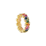 Suzanne Kalan Shimmer Alaia Eternity Band in 18K Yellow Gold, Rainbow Sapphire | Fine Rings | Coveti