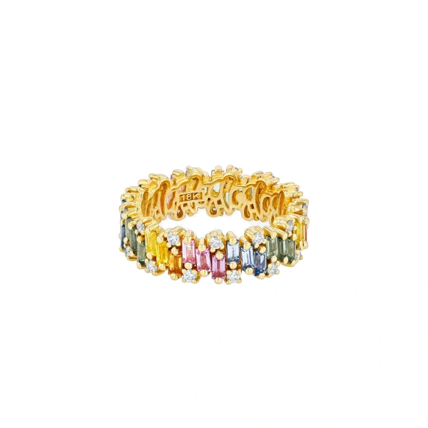 Suzanne Kalan Shimmer Alaia Pastel Sapphire Eternity Band in 18K Yellow Gold | Fine Rings | Coveti