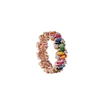 Suzanne Kalan Shimmer Alaia Rainbow Sapphire Eternity Band in 18K Rose Gold | Fine Rings | Coveti