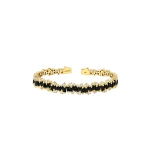 Suzanne Kalan Shimmer Audrey Bangle in 18K Yellow Gold, Black Sapphire | Fine Bracelets | Coveti