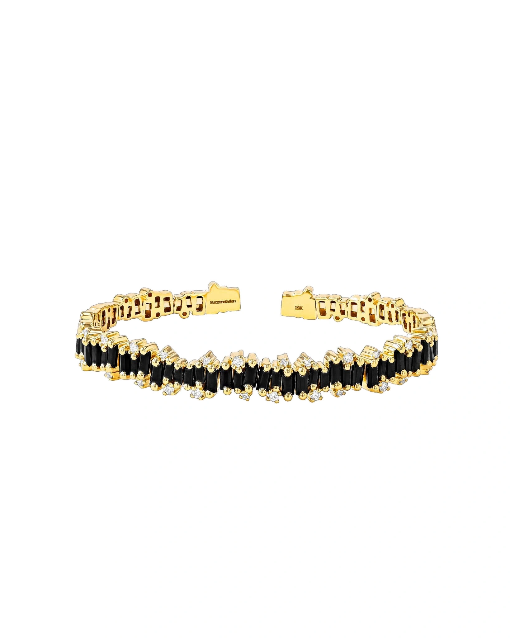 Suzanne Kalan Shimmer Audrey Bangle in 18K Yellow Gold, Black Sapphire Suzanne Kalan Shimmer Audrey Bangle in 18K Yellow Gold, Black Sapphire | Fine Bracelets | Coveti