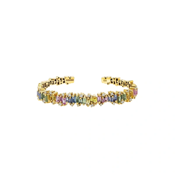 Shimmer Audrey Bangle in 18K Yellow Gold, Pastel Sapphire