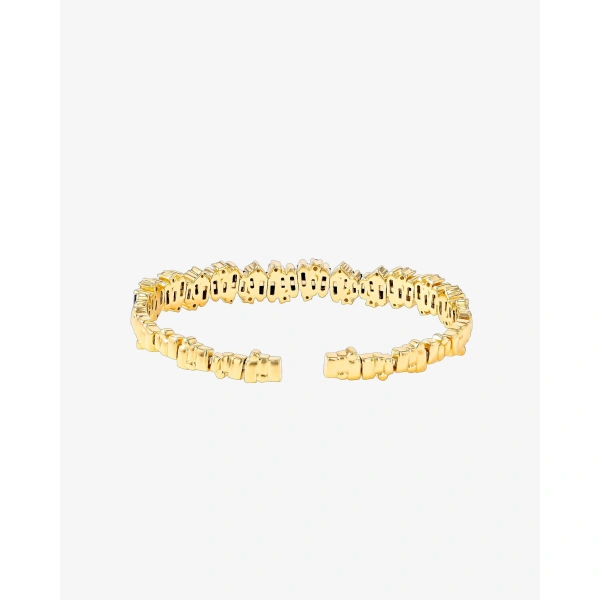Suzanne Kalan Shimmer Audrey Black Sapphire Bangle in 18K Yellow Gold | Fine Bracelets | Coveti