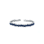 Suzanne Kalan Shimmer Audrey Dark Blue Sapphire Bangle in 18K White Gold | Fine Bracelets | Coveti