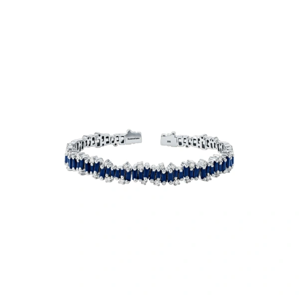 Shimmer Audrey Dark Blue Sapphire Bangle in 18K White Gold