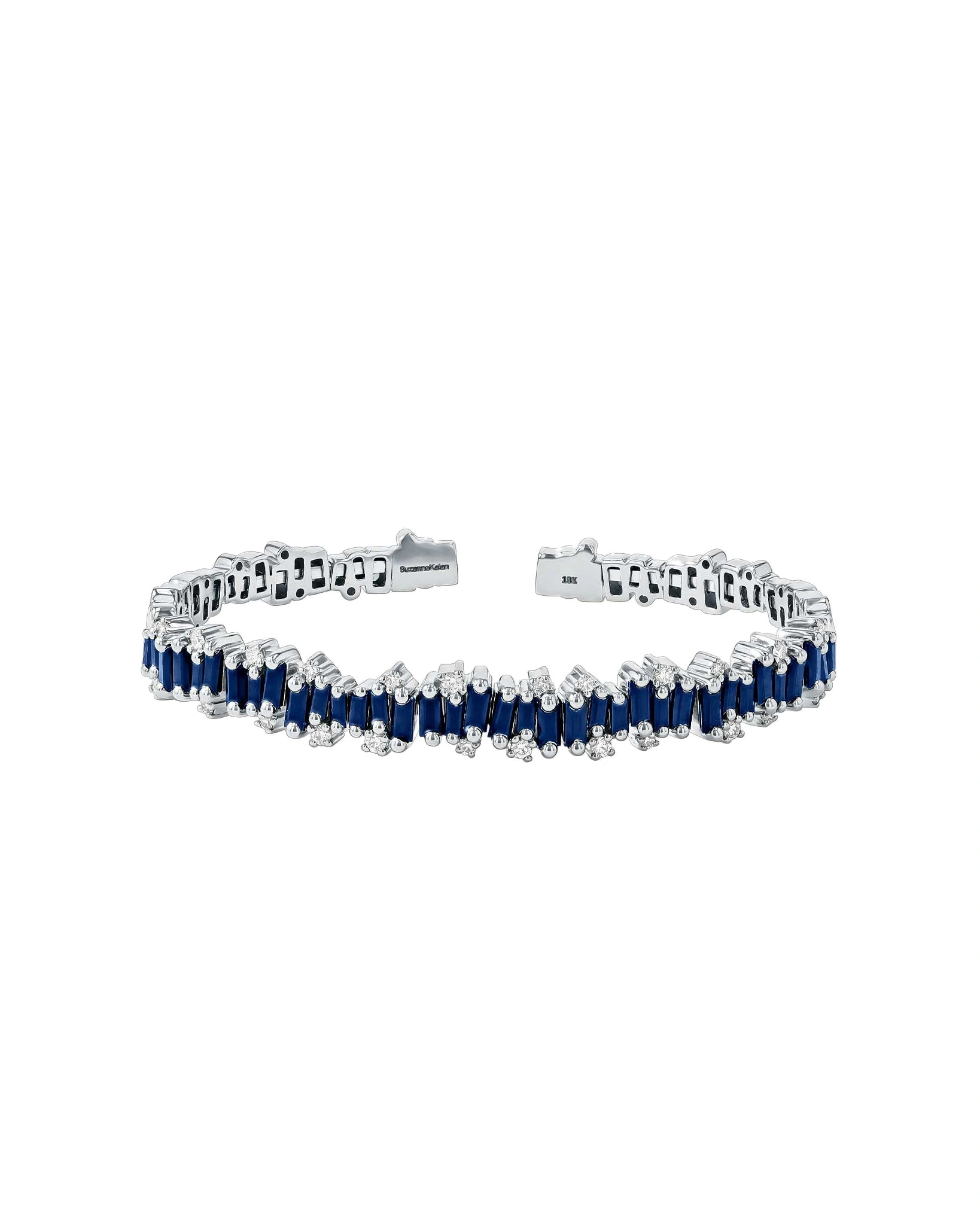 Suzanne Kalan Shimmer Audrey Dark Blue Sapphire Bangle in 18K White Gold Suzanne Kalan Shimmer Audrey Dark Blue Sapphire Bangle in 18K White Gold | Fine Bracelets | Coveti