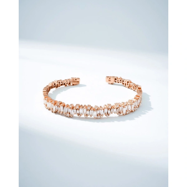 Suzanne Kalan Shimmer Audrey Diamond Bangle in 18K Rose Gold, Ref. AKB412-RGX | Fine Bracelets | Coveti