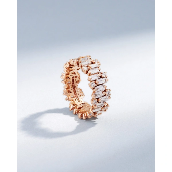 Suzanne Kalan Shimmer Audrey Diamond Eternity Band in 18K Rose Gold | Fine Rings | Coveti