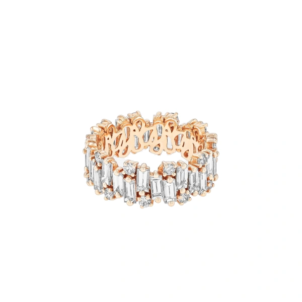 Suzanne Kalan Shimmer Audrey Diamond Eternity Band in 18K Rose Gold | Fine Rings | Coveti