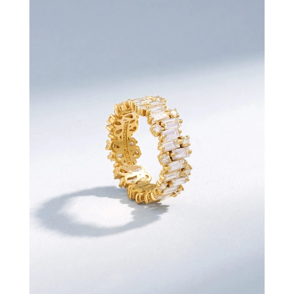 Suzanne Kalan Shimmer Audrey Diamond Eternity Band in 18K Yellow Gold | Fine Rings | Coveti