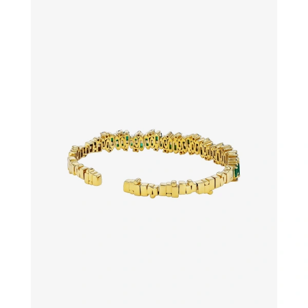 Suzanne Kalan Shimmer Audrey Emerald Bangle in 18K Yellow Gold | Fine Bracelets | Coveti