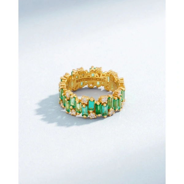 Suzanne Kalan Shimmer Audrey Emerald Eternity Band in 18K Yellow Gold | Fine Rings | Coveti