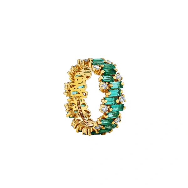 Suzanne Kalan Shimmer Audrey Eternity Band in 18K Yellow Gold, Emerald | Fine Rings | Coveti
